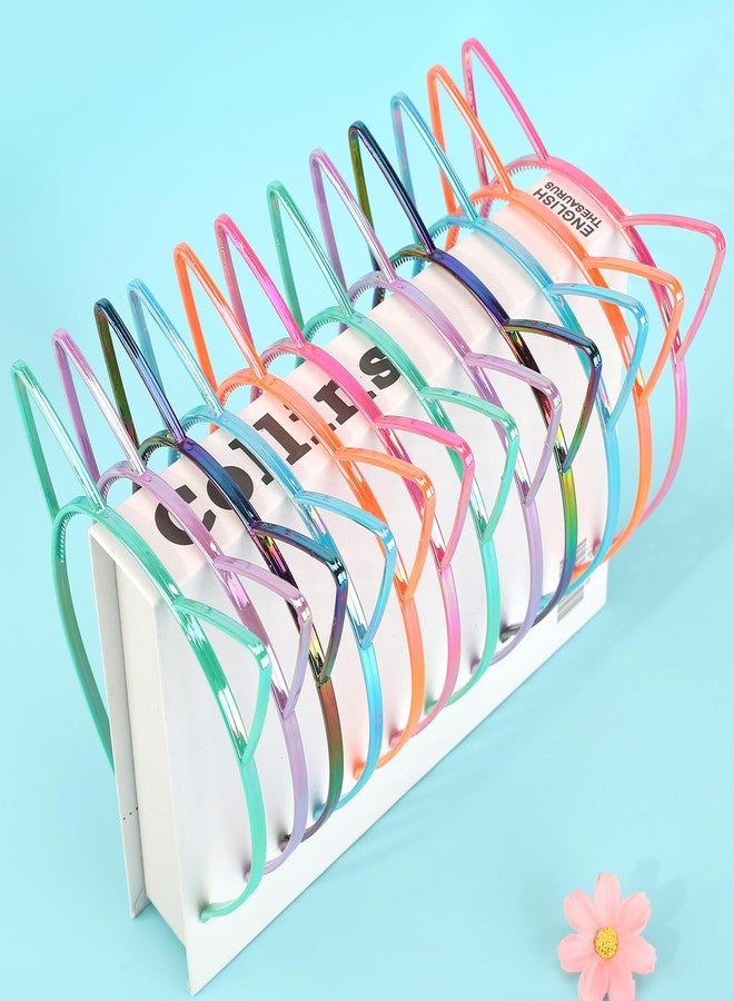 Candygirl Cat Ears Headband, 12 Pcs Electroplated Headbands Non Slip Hairbands for Girls Toddler, Cute Hairband for Cat Party Decorations, 6 Colors - Image 4