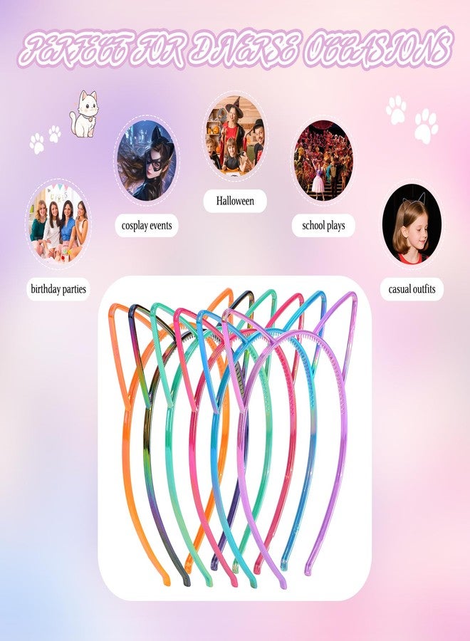 Candygirl Cat Ears Headband, 12 Pcs Electroplated Headbands Non Slip Hairbands for Girls Toddler, Cute Hairband for Cat Party Decorations, 6 Colors - Image 3