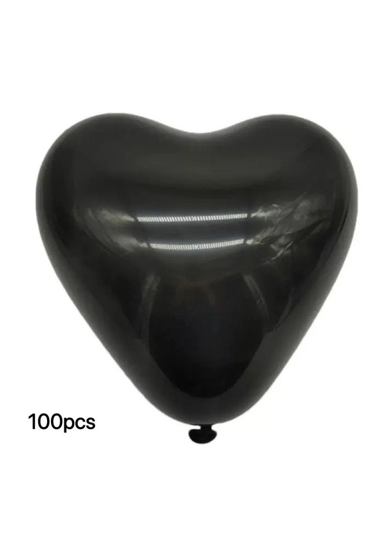 Jolley Black Latex Helium Balloons, Romantic Heart Shape, Valentine's Day Decorations, Birthday and Wedding Parties, Pack of 100 - Image 2