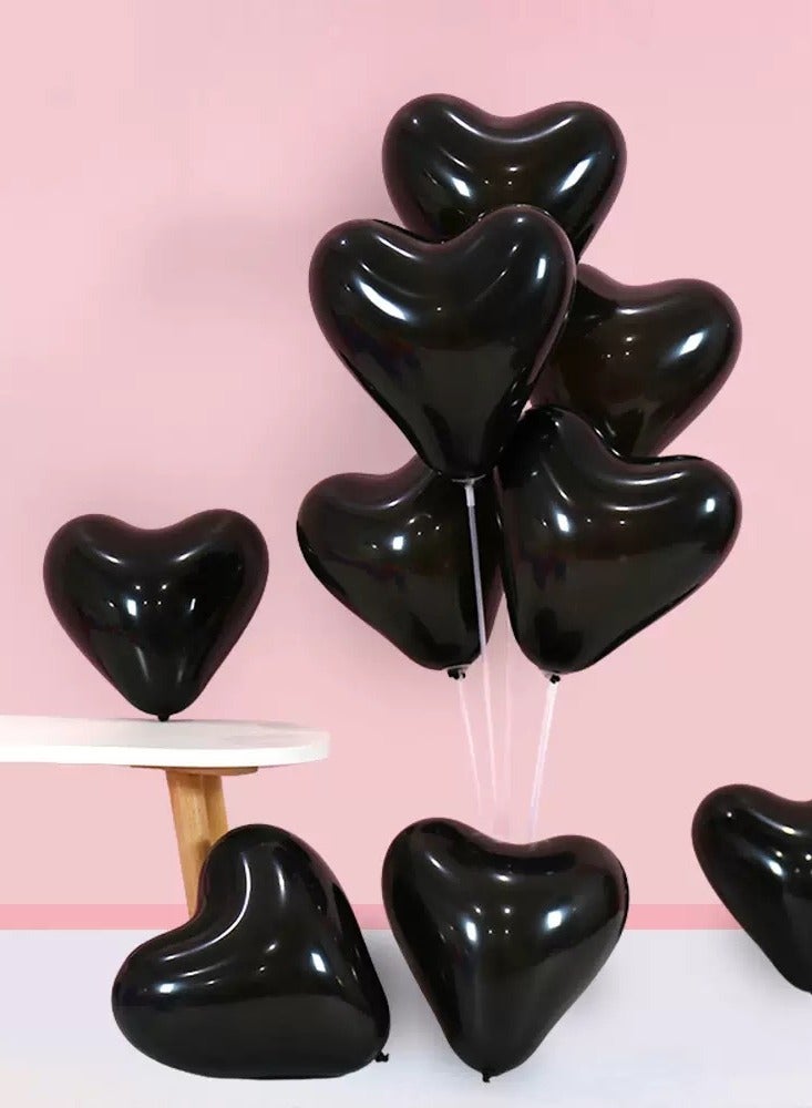 Jolley Black Latex Helium Balloons, Romantic Heart Shape, Valentine's Day Decorations, Birthday and Wedding Parties, Pack of 100 - Image 4