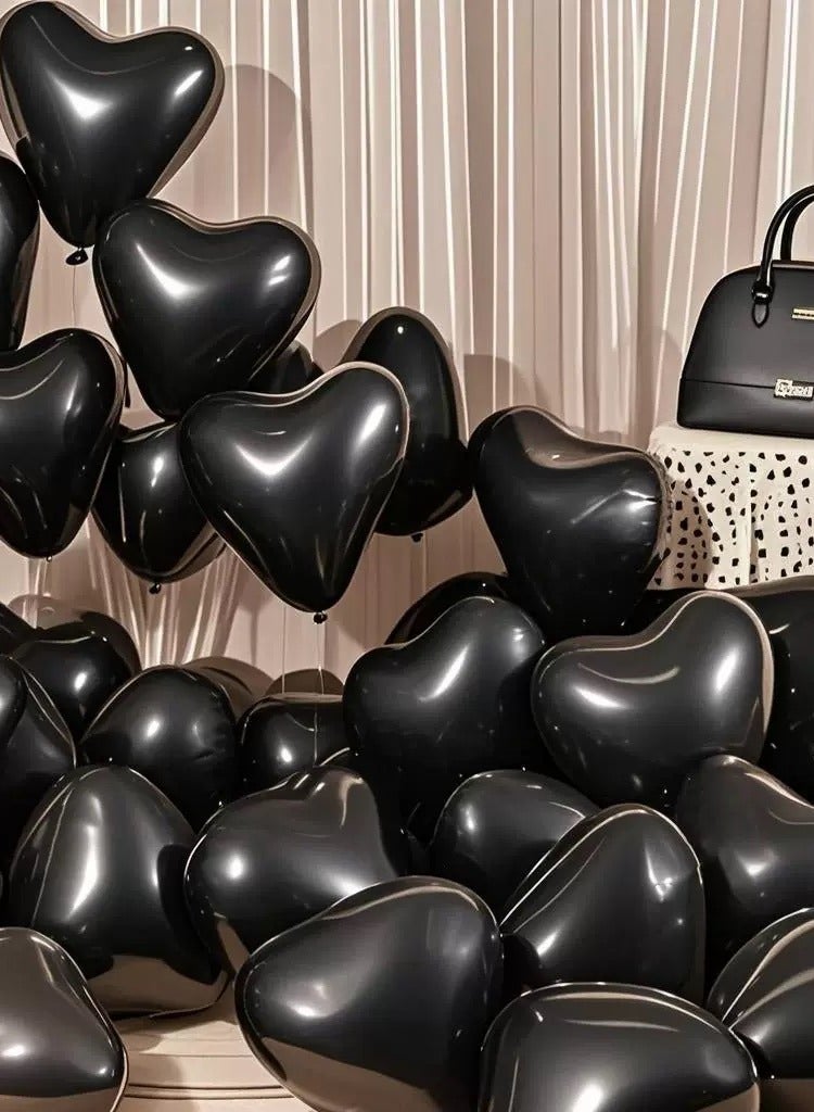 Jolley Black Latex Helium Balloons, Romantic Heart Shape, Valentine's Day Decorations, Birthday and Wedding Parties, Pack of 100 - Image 3