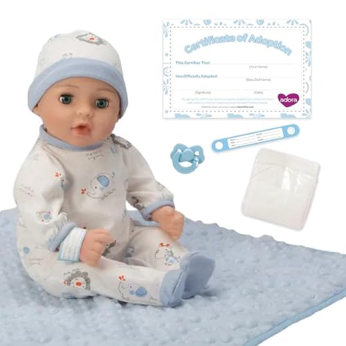 Adora 16 Inch Boy Baby Doll with Accessories Blue Matching 9-Piece Set Including a Pacifier, Hospital, Bracelet, Diaper, and More Gift for Toddlers Ages 3+ Adoption Babies Collection - Handsome - Image 1