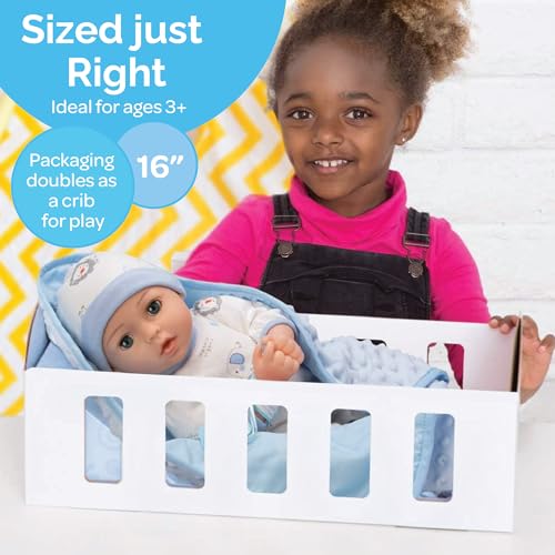 Adora 16 Inch Boy Baby Doll with Accessories Blue Matching 9-Piece Set Including a Pacifier, Hospital, Bracelet, Diaper, and More Gift for Toddlers Ages 3+ Adoption Babies Collection - Handsome - Image 4