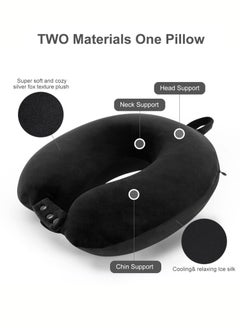 joyzzz Travel Neck Pillow, Best Memory Foam Airplane Pillow for Head Support Soft Adjustable Pillow for Plane, Car or Home Recliner Use (Black)  - Image 2