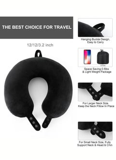 joyzzz Travel Neck Pillow, Best Memory Foam Airplane Pillow for Head Support Soft Adjustable Pillow for Plane, Car or Home Recliner Use (Black)  - Image 4