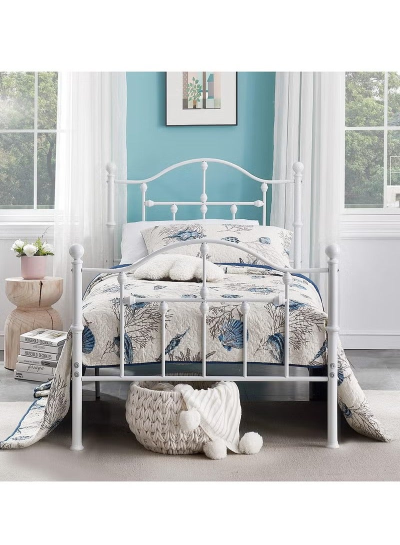 Crest J Metal bed with a combination of durability and beauty for bedrooms, white color - size 190 cm - 90 cm - Image 2