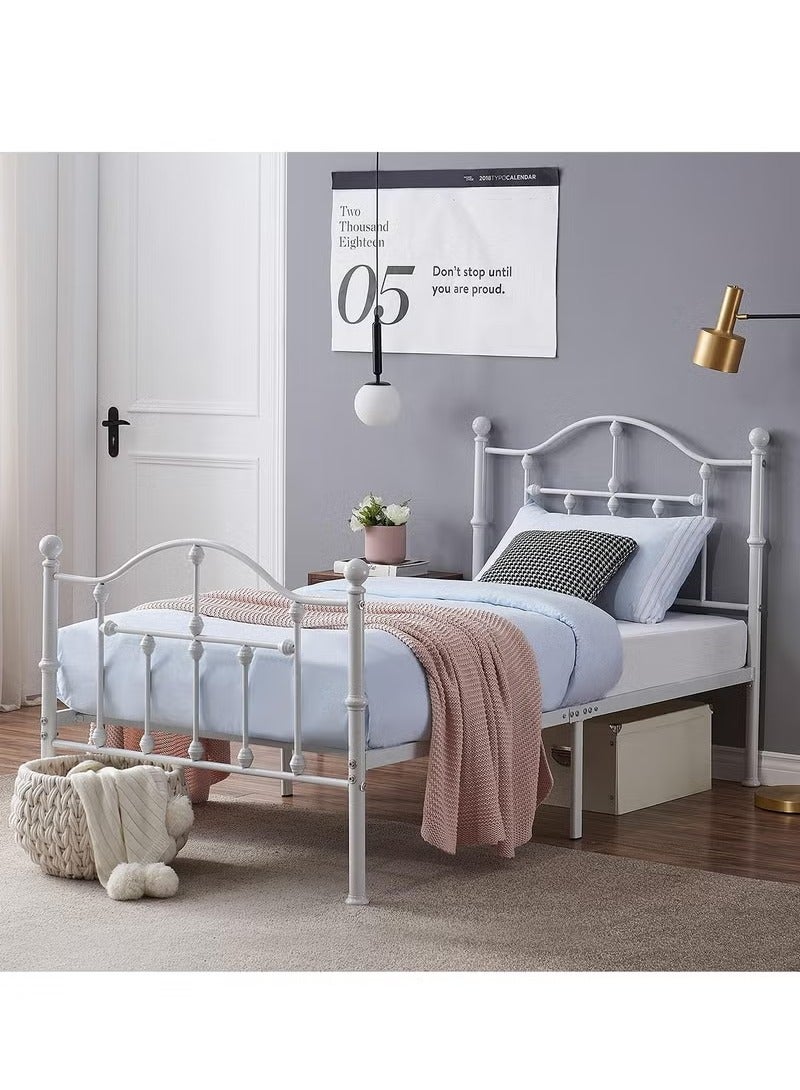 Crest J Metal bed with a combination of durability and beauty for bedrooms, white color - size 190 cm - 90 cm - Image 3