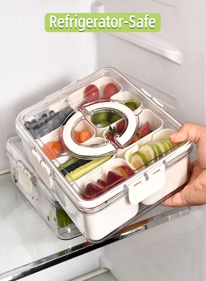 UPTRUST 2-Pack Snackle Box Container, 8 Compartments Divided Serving Tray with Lid, Portable Snack Box for Travel, Picnics, Parties & Gifts - Image 4