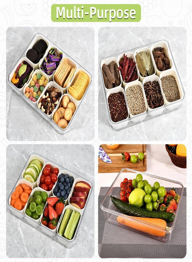 UPTRUST 2-Pack Snackle Box Container, 8 Compartments Divided Serving Tray with Lid, Portable Snack Box for Travel, Picnics, Parties & Gifts - Image 5