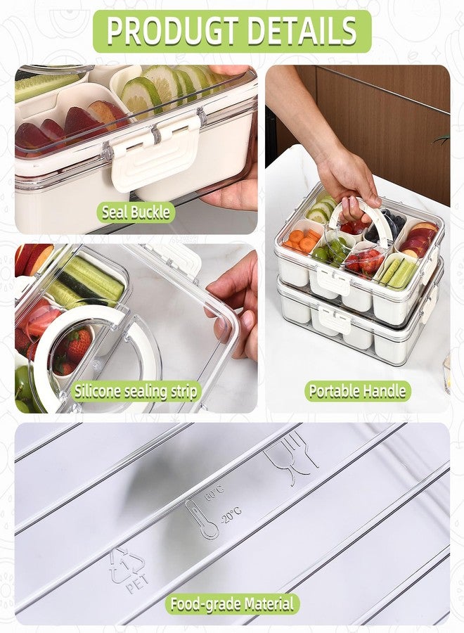 UPTRUST 2-Pack Snackle Box Container, 8 Compartments Divided Serving Tray with Lid, Portable Snack Box for Travel, Picnics, Parties & Gifts - Image 3