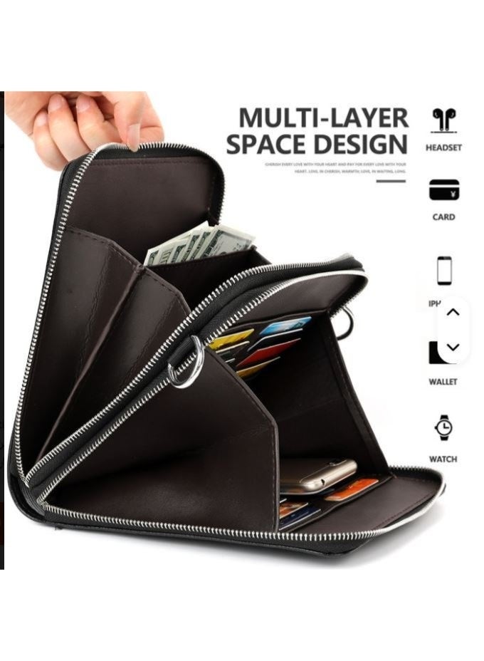 Jeep Bolso bandolera de piel sintética de lujo para hombre: ligero, práctico y versátil, color marrón. - Image 2