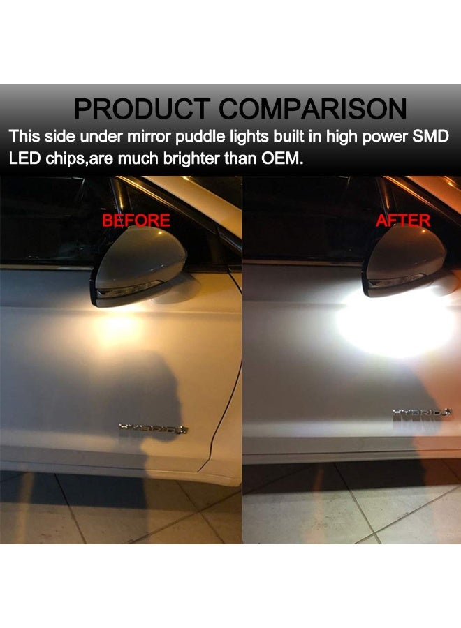 Full Led Side Under Mirror Puddle Light for Ford F-150 Expedition Explorer Edge Flex Fusion Taurus X Lincoln Mercury Mirror Signal Lamp Indicator Waterproof Bright Replacement Accessories 2 pcs White - Image 4