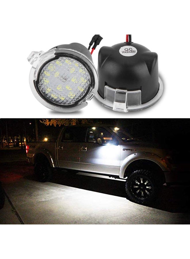 Full Led Side Under Mirror Puddle Light for Ford F-150 Expedition Explorer Edge Flex Fusion Taurus X Lincoln Mercury Mirror Signal Lamp Indicator Waterproof Bright Replacement Accessories 2 pcs White - Image 1