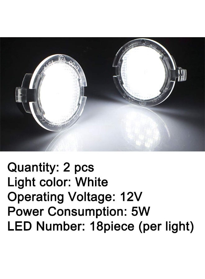 Full Led Side Under Mirror Puddle Light for Ford F-150 Expedition Explorer Edge Flex Fusion Taurus X Lincoln Mercury Mirror Signal Lamp Indicator Waterproof Bright Replacement Accessories 2 pcs White - Image 2