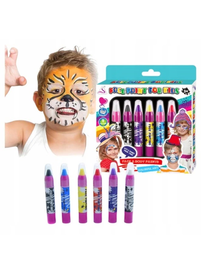 6 Colors Face Paint Crayons kit, Face Body Makeup Paint Kits for Kids, Safe, Washable, Twistable, Suitable for Carnival, Cosplay, Easter, Halloween,Party Makeup Children's Day Birthday Gifts for Kids - Image 2