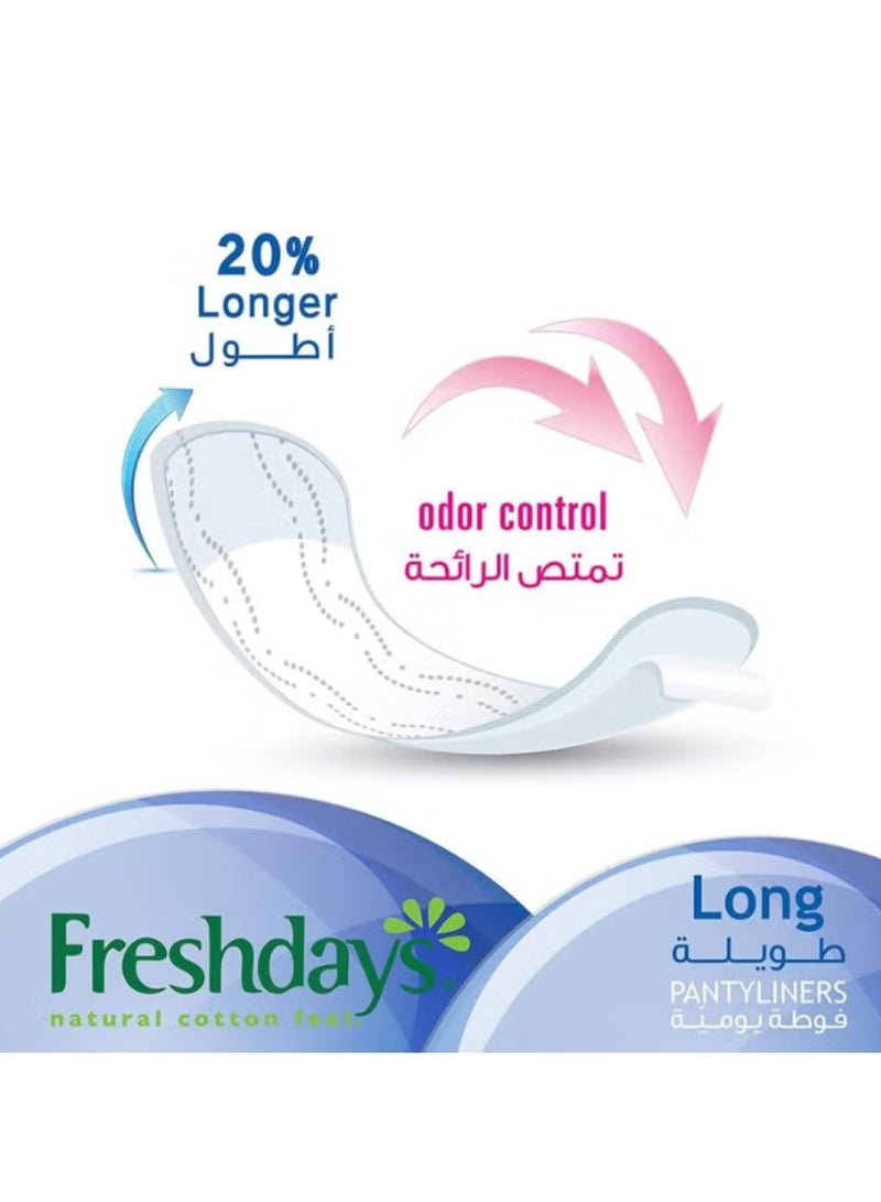 Freshdays Natural Cotton Feel Flexy Fit Odour Control Long Pantyliners, Pack of 24 x 12’s - Image 4