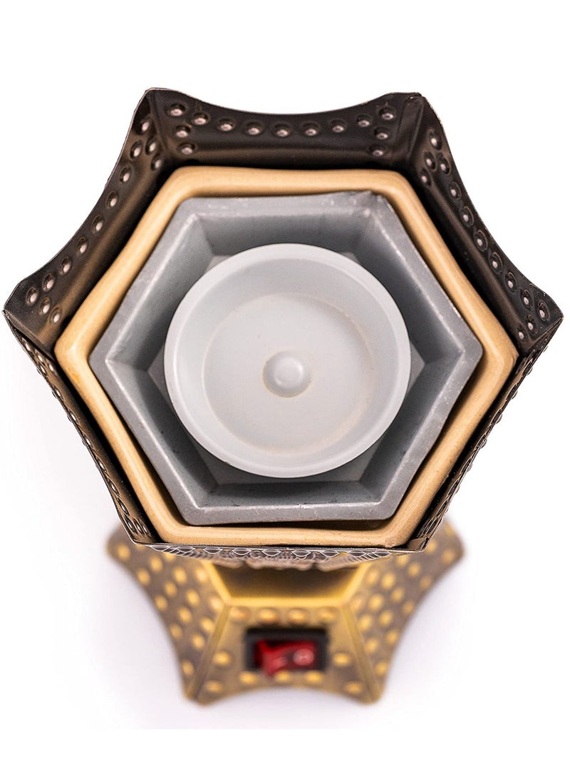 SAQOWARE Electric Bakhoor Burner/Madkhan/Mabkhara/Oud Burner/Incence Burner(BRONZE) -6 Corner Shape  - Image 3