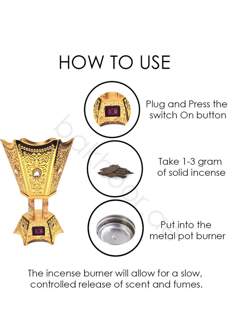 SAQOWARE Electric Bakhoor Burner/Madkhan/Mabkhara/Oud Burner/Incence Burner(BRONZE) -6 Corner Shape  - Image 4