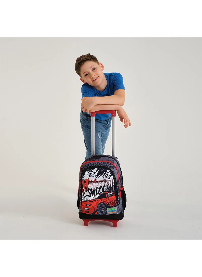 كورال هاي Kids Black Red Anime Car Patterned Trolley 2-Piece Bag Set SET0223947