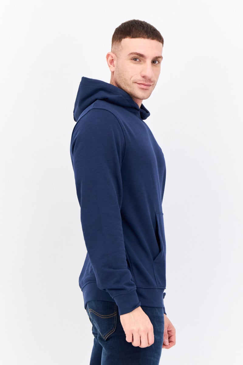 CROSSHATCH Men Embroidered Logo Long Sleeves Hoodies, Navy Blue - Image 2