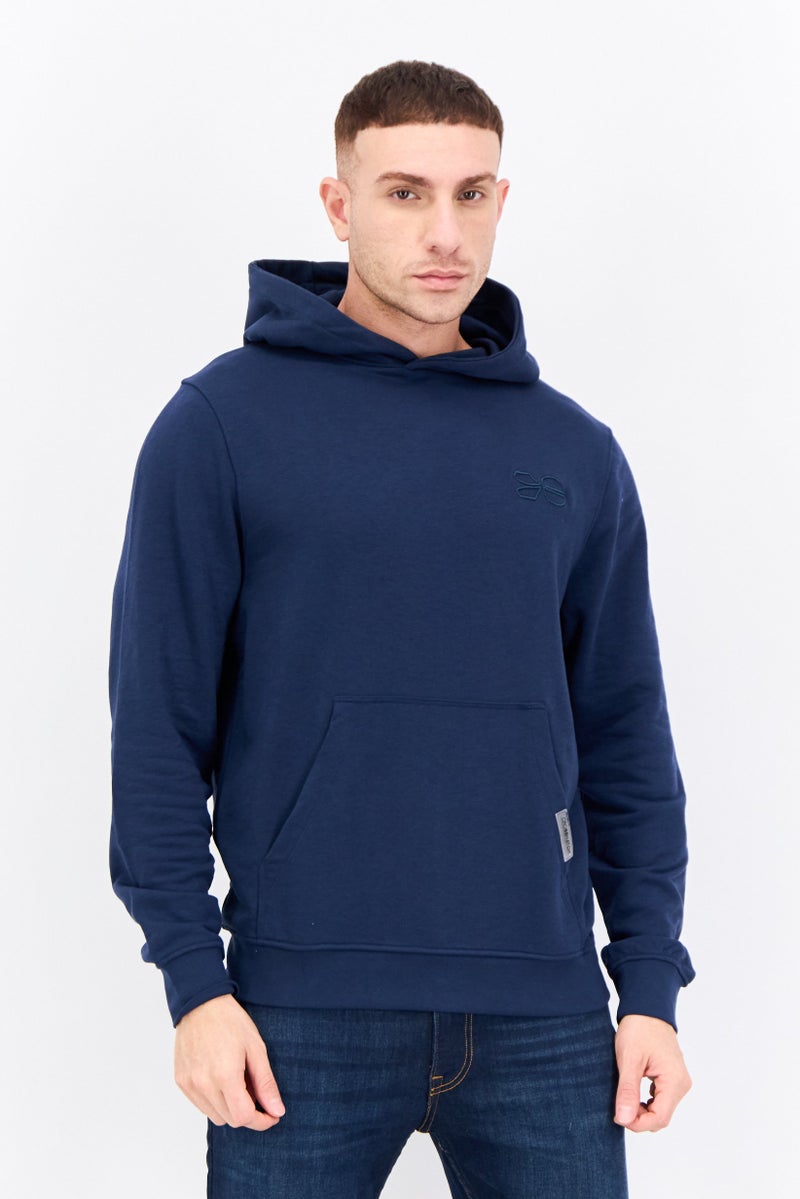 CROSSHATCH Men Embroidered Logo Long Sleeves Hoodies, Navy Blue - Image 1