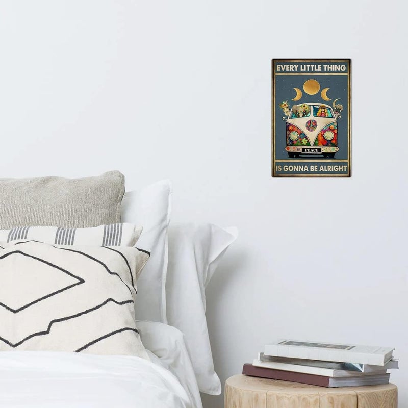Bestylez Retro Hippie Decor Wall Art Poster - "Every Little Thing is Gonna Be Alright" Vintage Metal Sign, Perfect for 70s Themed Rooms and Cool Poster Collections, 12 * 8 Inch (955) - Image 5