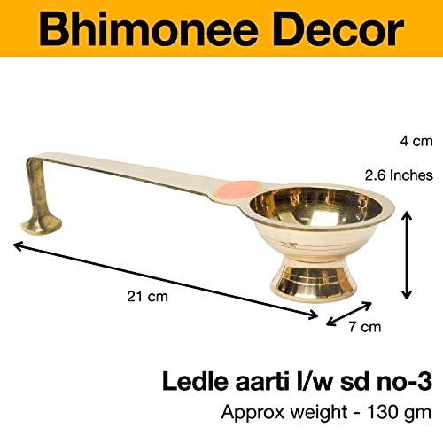 Bhimonee Decor Pure Brass Ledle Aarti | Traditional Deep, Deepak, Diya for Pooja, Aarti, and Religious Rituals | Ideal for Home Temple and Spiritual Decor | 2.6 Inches, 130gm - Image 4