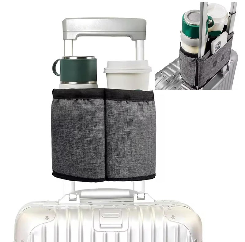 ALASKA ® Luggage Travel Cup, Water Bottle Holder, Drink Caddy. Holds Coffee Mugs and Tumblers Fits All Trolly Bags Handles with Built-in Pouch. A Must-Have Travel Essential. (Grey) - Image 4