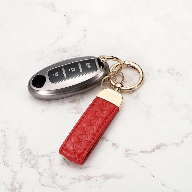 PATIKIL Original Leather Car Key Chain with 360 Degree Rotating D-Ring and Screwdriver - Dark Green/Silver - Image 5