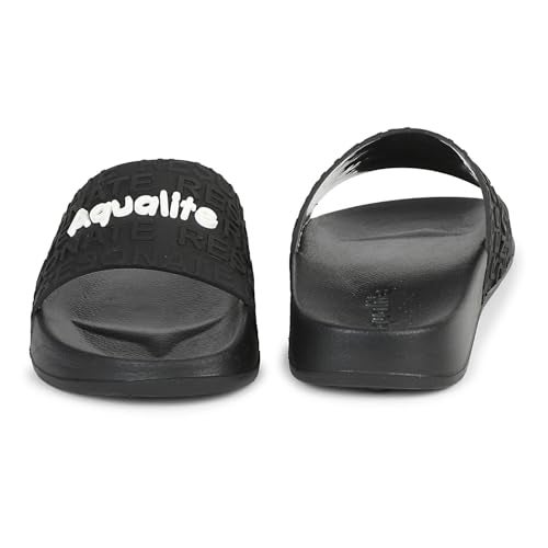Aqualite NEO-267 Men Slide Slippers with Comfotable Sole Slip-On Flat Flip Flops, Sliders, Chappal & Comfort Insole Slipper for Men Black - Image 5