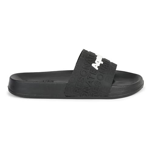 Aqualite NEO-267 Men Slide Slippers with Comfotable Sole Slip-On Flat Flip Flops, Sliders, Chappal & Comfort Insole Slipper for Men Black - Image 3