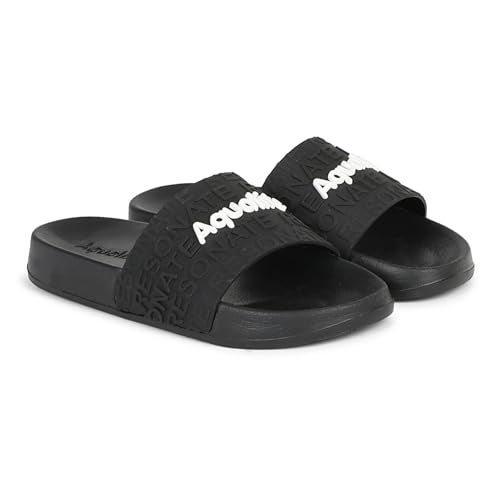 Aqualite NEO-267 Men Slide Slippers with Comfotable Sole Slip-On Flat Flip Flops, Sliders, Chappal & Comfort Insole Slipper for Men Black - Image 2