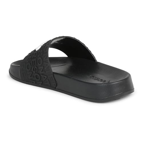 Aqualite NEO-267 Men Slide Slippers with Comfotable Sole Slip-On Flat Flip Flops, Sliders, Chappal & Comfort Insole Slipper for Men Black - Image 4