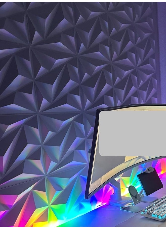 Optico - Decorative 3D Wall Panels in Diamond Design, 3D Wall Panels, PVC 3D Wall Panel Diamond, 3D Textured Wall Panels, for Interior Wall Decor, 30 * 30cm Matt White, for the Gaming Wall Living Room Lobby Bedroom - Image 1