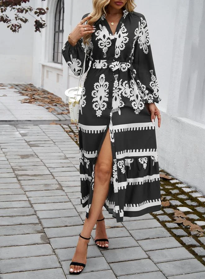 Take Two Patterned Tiered Dress