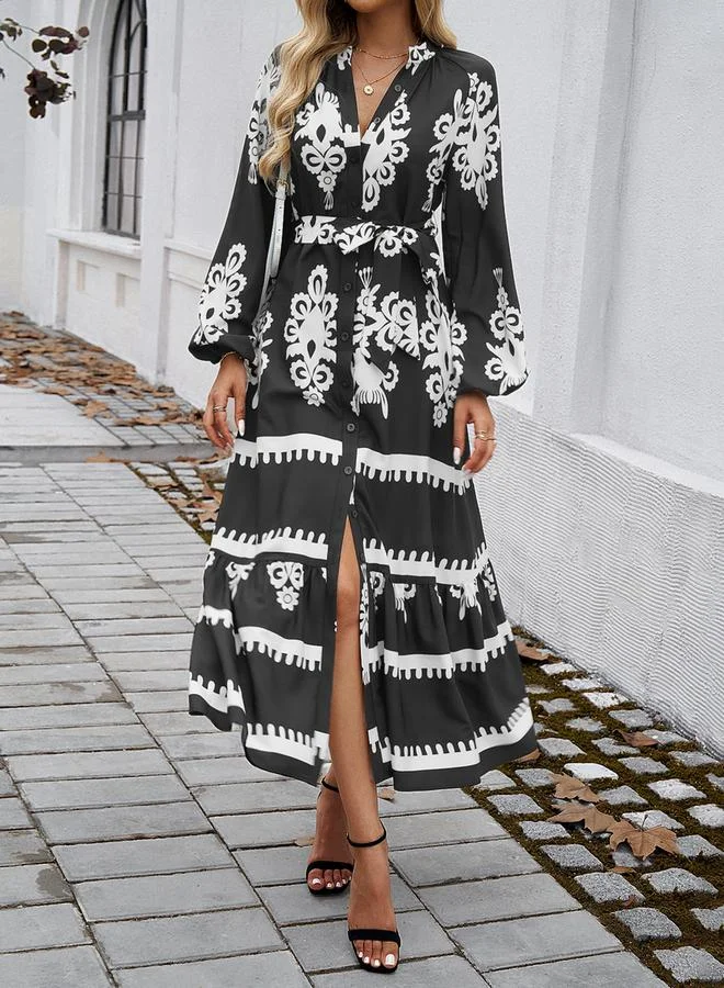 Take Two Patterned Tiered Dress