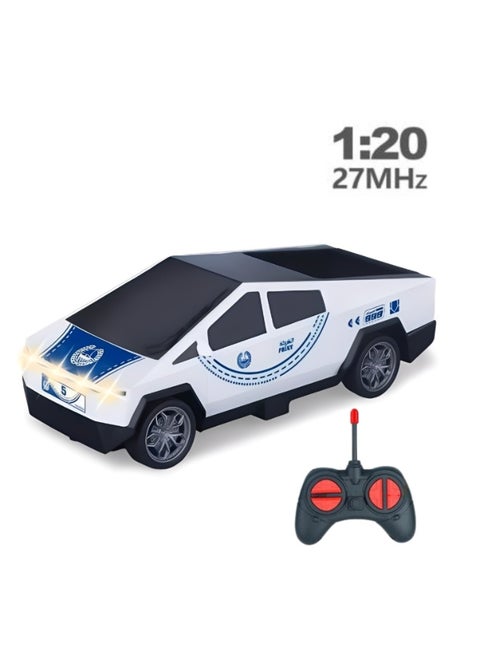 1:20 Scale RC Police Car 27MHz with Lights | 4-Channel Remote Control Vehicle for Kids | Forward/Reverse/Left/Right Functions | Car Battery