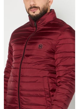 Michael Kors Men Brand Logo Quilted Jacket, Burgundy  - Image 3