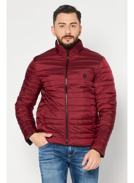 Michael Kors Men Brand Logo Quilted Jacket, Burgundy  - Image 1