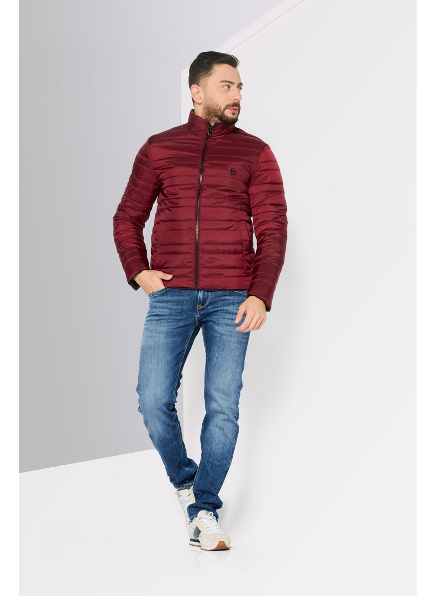 Michael Kors Men Brand Logo Quilted Jacket, Burgundy  - Image 2