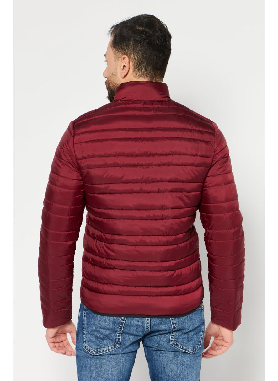 Michael Kors Men Brand Logo Quilted Jacket, Burgundy  - Image 4