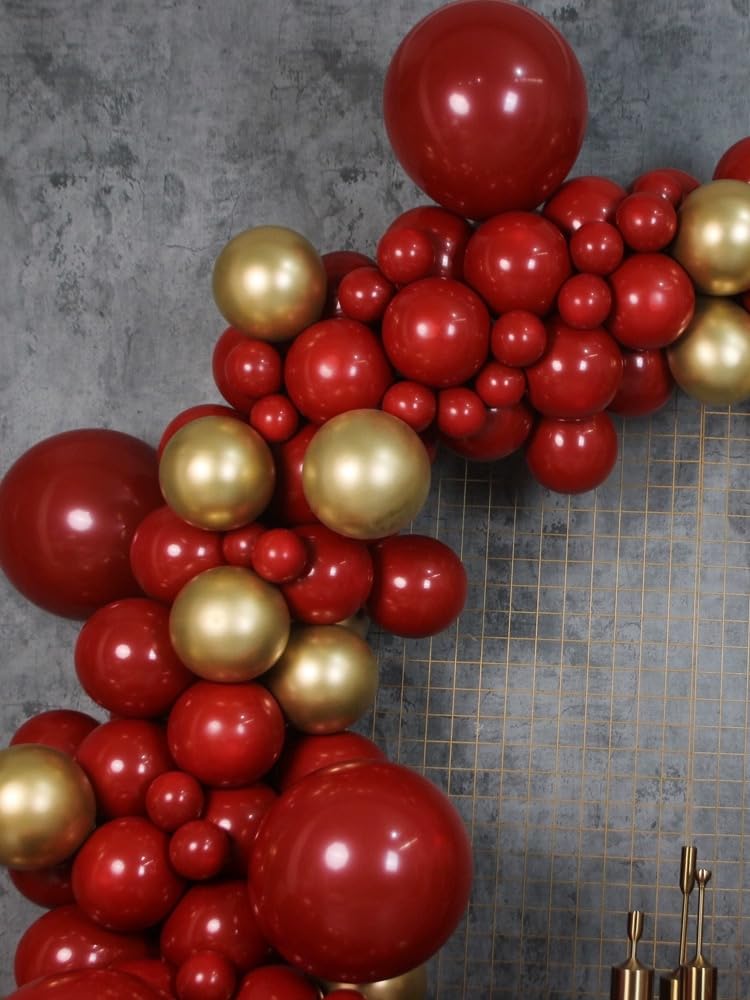 MEBAY Black Gold Red Balloons Garland Arch Kit, 141Pcs Latex Balloons Different Sizes 18 12 10 5 Inch for Party Decorations, Wedding Backdrop, Birthday, Baby Shower, Graduation - Image 4