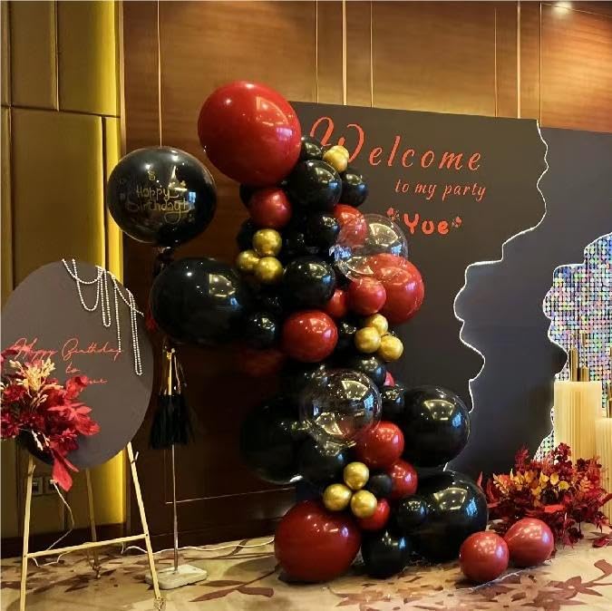 MEBAY Black Gold Red Balloons Garland Arch Kit, 141Pcs Latex Balloons Different Sizes 18 12 10 5 Inch for Party Decorations, Wedding Backdrop, Birthday, Baby Shower, Graduation - Image 5