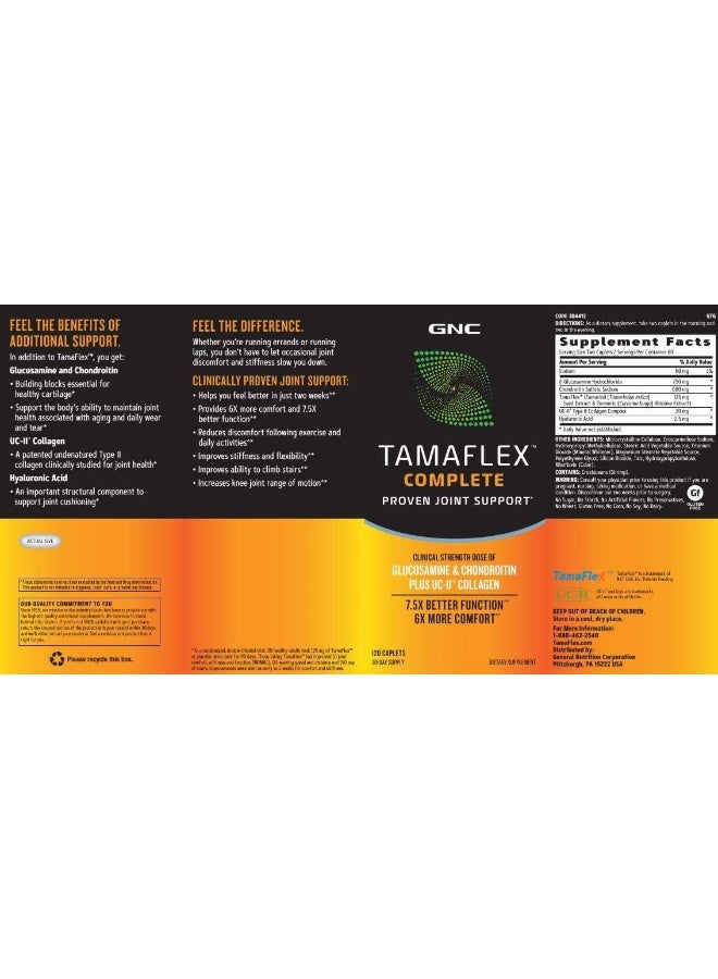 GNC Tamaflex Complete, 120 Caplets, Joint Support - Image 4