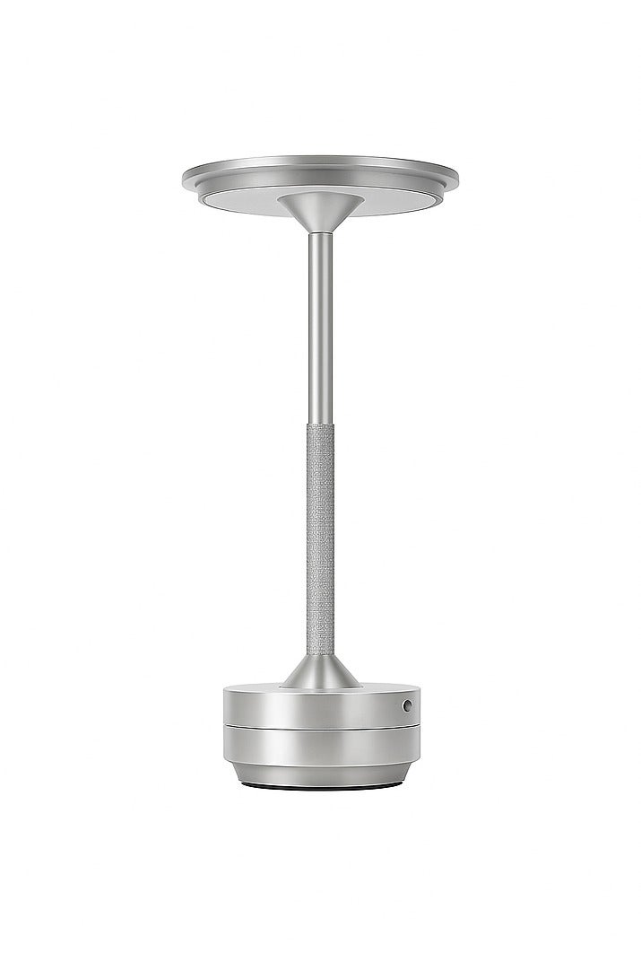 Levin Germany Levin Germany Cordless LED Table Lamp – 5W, Type-C Rechargeable with Cable, Dimmable, 3 Color Modes, 360° Shadowless Lighting, Portable Aluminum (Silver), 1-Year Warranty