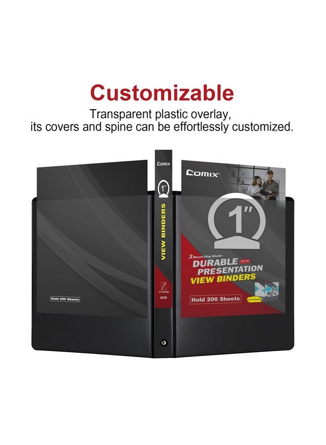 كوميكس مجلد متين بثلاث حلقات مقاس 1 بوصة مع غطاء شفاف، مجلد دائري بحلقة مقاس 1 بوصة، خالٍ من بلاستيك بي في سي، سعة 200 ورقة بحجم خطاب أمريكي، لوازم مكتبية ومدرسية، عبوة من 8 قطع (أسود) - Image 4