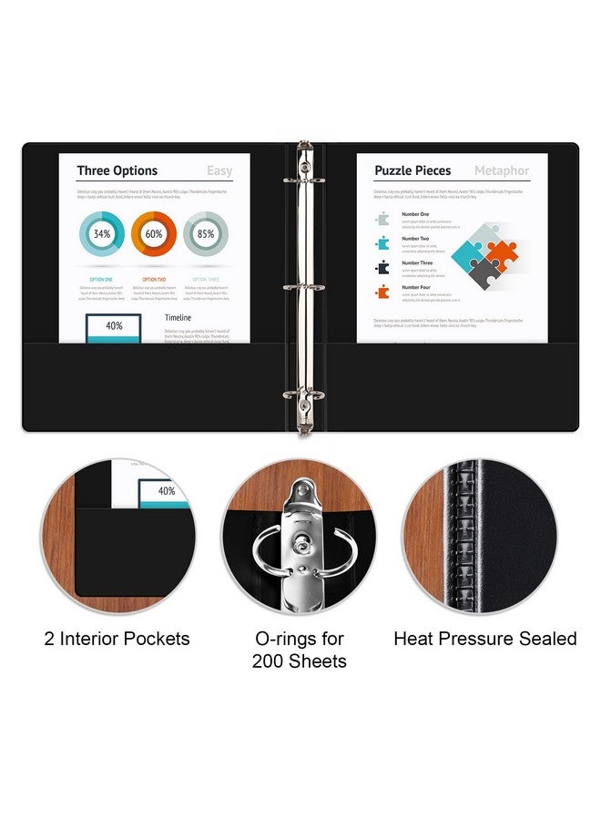 كوميكس مجلد متين بثلاث حلقات مقاس 1 بوصة مع غطاء شفاف، مجلد دائري بحلقة مقاس 1 بوصة، خالٍ من بلاستيك بي في سي، سعة 200 ورقة بحجم خطاب أمريكي، لوازم مكتبية ومدرسية، عبوة من 8 قطع (أسود) - Image 5