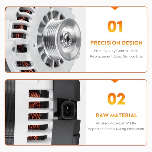 AEagle New Alternator for 07-14 Cadillac Escalade ESV EXT Chevy Avalanche Silverado 1500 2500 3500 Suburban Tahoe GMC Sierra Yukon, Hummer H2, 1-2990-01DR, 90-01-4558, 15093928, 15857608, 8301N - Image 4