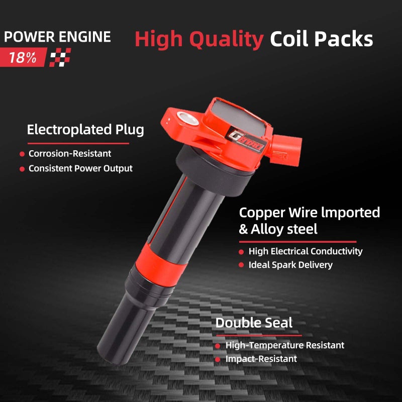 GBTAD Set of 4 Ignition Coil Pack and Platinum Spark Plug for 1.8L 2.0L L4 2011-2019 Hyundai Elantra GT Coupe Tucson Kia Forte Soul Replaces UF651 C1804 - Image 3