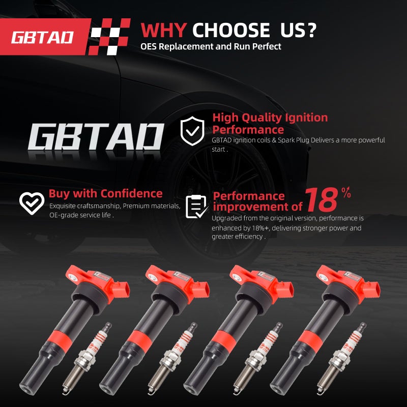 GBTAD Set of 4 Ignition Coil Pack and Platinum Spark Plug for 1.8L 2.0L L4 2011-2019 Hyundai Elantra GT Coupe Tucson Kia Forte Soul Replaces UF651 C1804 - Image 2